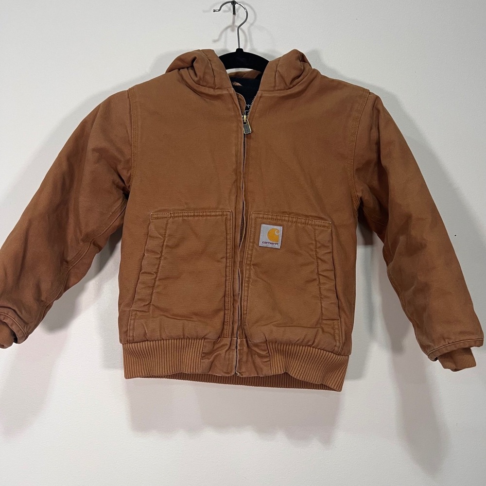 Carhartt Kids Hooded Canvas Active Jacket Brown XS 6